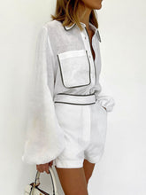 Black White Contrast Shirt Shorts Set